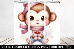 Pastel Baby Monkey in Winter Clothes | 20 oz Tumbler Product Image 2