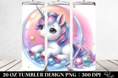 Watercolor Unicorn Bubble Tumbler Product Image 2