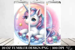 Watercolor Unicorn Bubble Tumbler Product Image 2