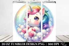 Watercolor Unicorn Bubble Tumbler Product Image 2