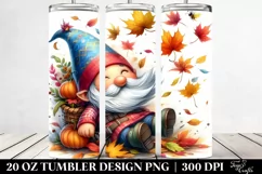 Colorful Watercolor Cute Gnome with Autumn Leaves | 20 oz Product Image 2