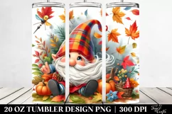 Colorful Watercolor Cute Gnome with Autumn Leaves | 20 oz Product Image 2