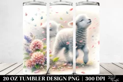 Lamb Tumbling with Spring Petals | 20 Oz Tumbler Product Image 2