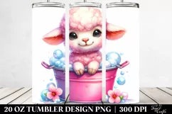 Watercolor Smiling Lamb Bucket Tumbler Product Image 2