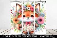 Whimsical Flowers Baby Fox | 20 Oz Tumbler Product Image 2