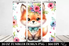 Whimsical Flowers Baby Fox | 20 Oz Tumbler Product Image 2