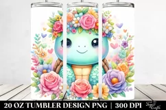 Cartoon-Style Watercolor Turtle | 20 oz Tumbler Product Image 2