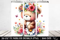 Cartoon-Style Watercolor Bear | 20 oz Tumbler Product Image 2