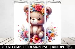 Cartoon-Style Watercolor Bear | 20 oz Tumbler Product Image 2
