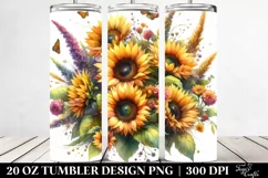 Watercolor with Sunflowers 20 Oz Tumbler Product Image 2