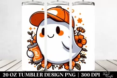Cartoon Halloween Ghost Holding Soda | 20 oz Tumbler Product Image 2