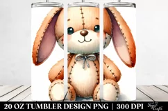 Vibrant Watercolor Colorful Brownish Plush Bunny | 20 oz Product Image 2