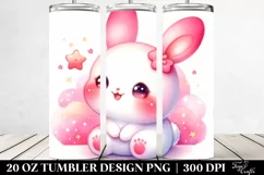 Watercolor Smiling Rabbit Star Tumbler Product Image 2