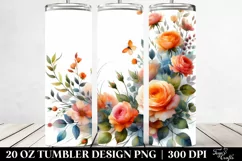 Vibrant Floral Frame with Orange Roses | 20 oz Tumbler Product Image 2