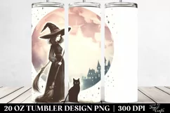 Washed Watercolor Retro Witch Tumbler | 20 oz Tumbler Product Image 2