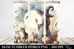 Washed Watercolor Retro Witch Tumbler | 20 oz Tumbler Product Image 2