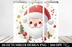Simple Glittery Santa Portrait Clipart, Transparent 20 Oz Product Image 2