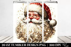 Simple Glittery Santa Portrait Clipart, Transparent 20 Oz Product Image 2