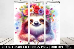 Colorful Sloth with Flower Crown | 20 oz Tumbler Product Image 2