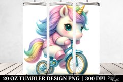 20 Oz Tumbler Sublimation | Pastel Unicorn Cycling Product Image 2