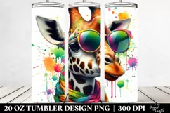 Colorful Giraffe Artistic Sunglasses 20 oz Tumbler Design Product Image 2