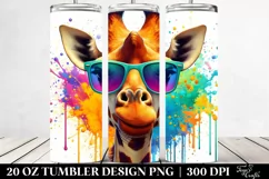 Colorful Giraffe Artistic Sunglasses 20 oz Tumbler Design Product Image 2