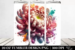 20 Oz Tumbler Sublimation | Glossy Chrysanthemum Watercolor Product Image 2