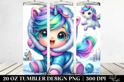 Excited Unicorn Winter 20 Oz Tumbler Product Image 2