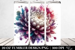 20 Oz Tumbler Sublimation | Glossy Chrysanthemum Watercolor Product Image 2
