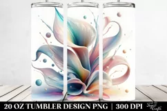 Abstract Calla Lily Watercolor, Transparent 20 Oz Tumbler Product Image 2