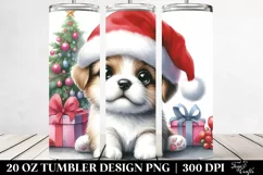 Adorable Puppy with Santa Hat PNG Product Image 2