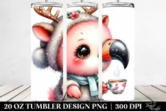 Expressive Flamingo in Winter Attire PNG Product Image 2