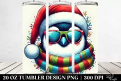 Colorful Penguin Portrait with Santa Hat | 20 oz Tumbler Product Image 2