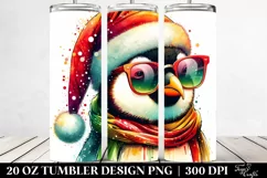Colorful Penguin Portrait with Santa Hat | 20 oz Tumbler Product Image 2