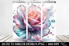 Abstract Rose Watercolor, Transparent 20 Oz Tumbler Product Image 2