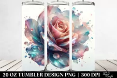 Abstract Rose Watercolor, Transparent 20 Oz Tumbler Product Image 2