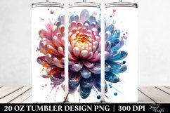 20 Oz Tumbler Sublimation | Glossy Chrysanthemum Watercolor Product Image 2
