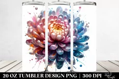 20 Oz Tumbler Sublimation | Glossy Chrysanthemum Watercolor Product Image 2