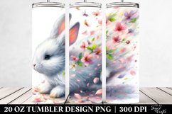 Pastel Rabbit Tumbler with Spring Petals | 20 oz Tumbler Product Image 2