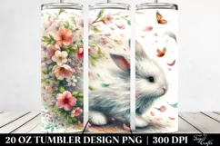 Pastel Rabbit Tumbler with Spring Petals | 20 oz Tumbler Product Image 2