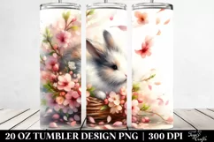 Pastel Rabbit Tumbler with Spring Petals | 20 oz Tumbler Product Image 2