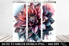 20 Oz Tumbler Sublimation | Glossy Dahlia Watercolor Splash Product Image 2