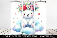 Watercolor Polar Bear with Flower Crown 20 Oz Tumbler Product Image 2