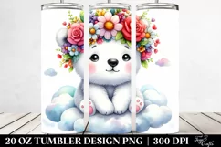 Watercolor Polar Bear with Flower Crown 20 Oz Tumbler Product Image 2