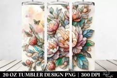 Stained Peonies Tumbler | 20 oz Tumbler Product Image 2