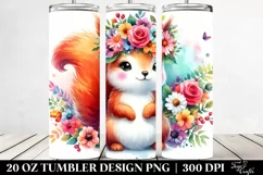 Watercolor Squirrel with Flower Crown 20 Oz Tumbler Product Image 2