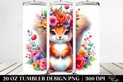 Watercolor Squirrel with Flower Crown 20 Oz Tumbler Product Image 2