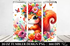 Colorful Squirrel with Flower Crown 20 Oz Tumbler Product Image 2