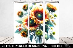 Vibrant Sunflower Watercolor | 20 oz Tumbler Product Image 2