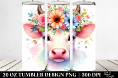 Pastel Cow Flower Crown | 20 oz Tumbler Product Image 2